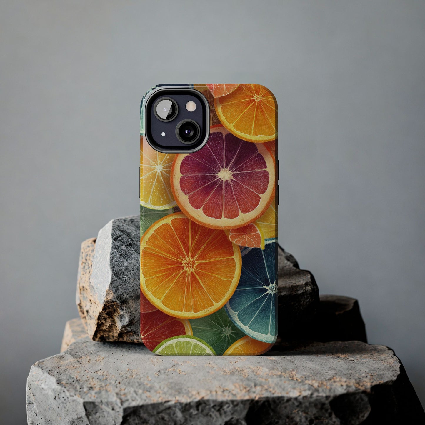 Vibrant Citrus Slice Collage in Tropical Graphic Style - Vibrant Artistic Phone Case - Artistic Vision