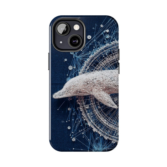 Dolphin Wireframe Phone Case – Ocean-Inspired Tough Case - Artistic Vision