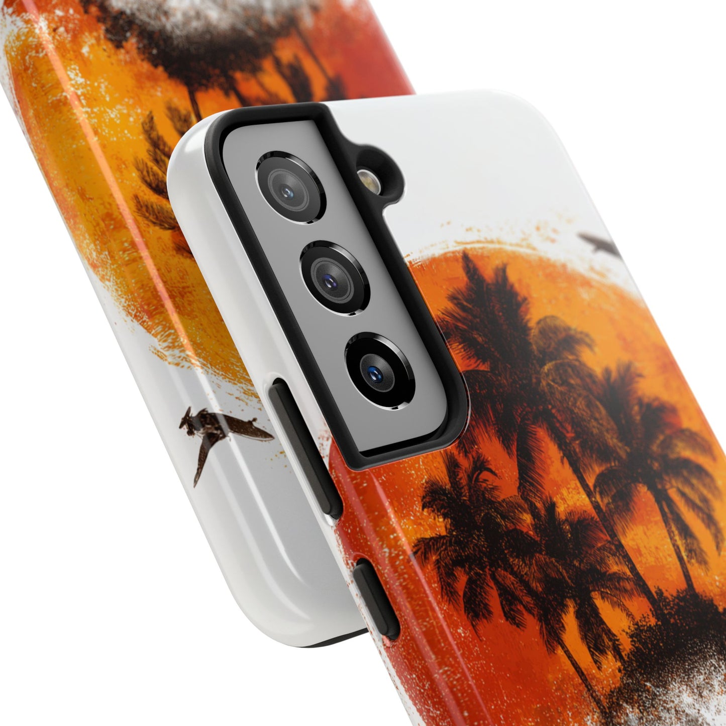 Surfer & Sunset Wave in Grunge Ink Illustration Style - Artistic Phone Case - Artistic Vision