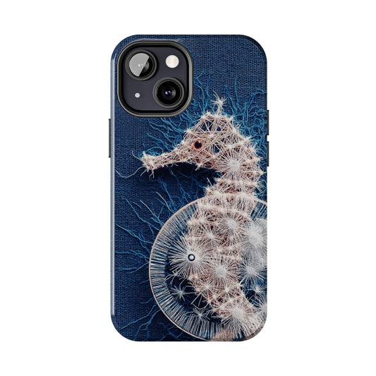 Seahorse Wireframe Phone Case – Elegant Oceanic Tough Case - Artistic Vision