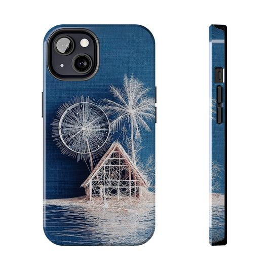 Tropical Beach Wireframe Phone Case – Nautical Island Tough Case - Artistic Vision