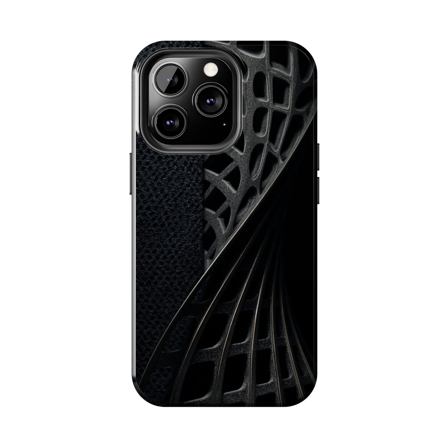 Carbon Helix Tough Phone Case – Twisted Black Lattice Pattern Design - Artistic Vision