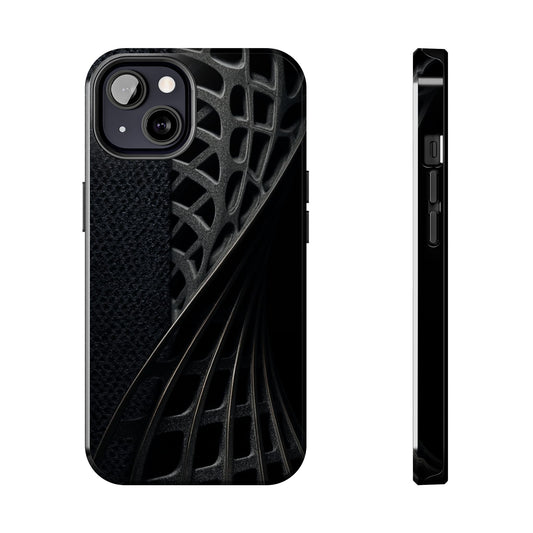 Carbon Helix Tough Phone Case – Twisted Black Lattice Pattern Design - Artistic Vision