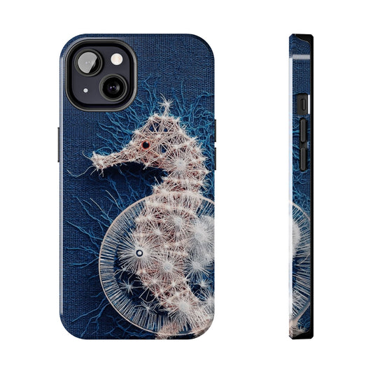 Seahorse Wireframe Phone Case – Elegant Oceanic Tough Case - Artistic Vision