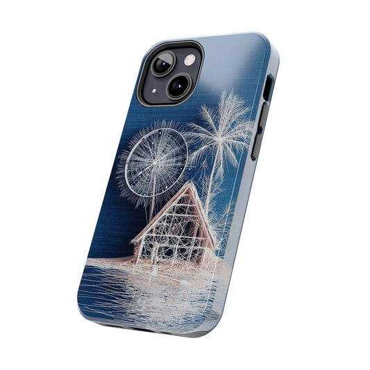 Tropical Beach Wireframe Phone Case – Nautical Island Tough Case - Artistic Vision