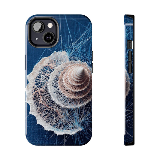 Spiral Seashell Wireframe Phone Case – Coastal Art Tough Shell - Artistic Vision