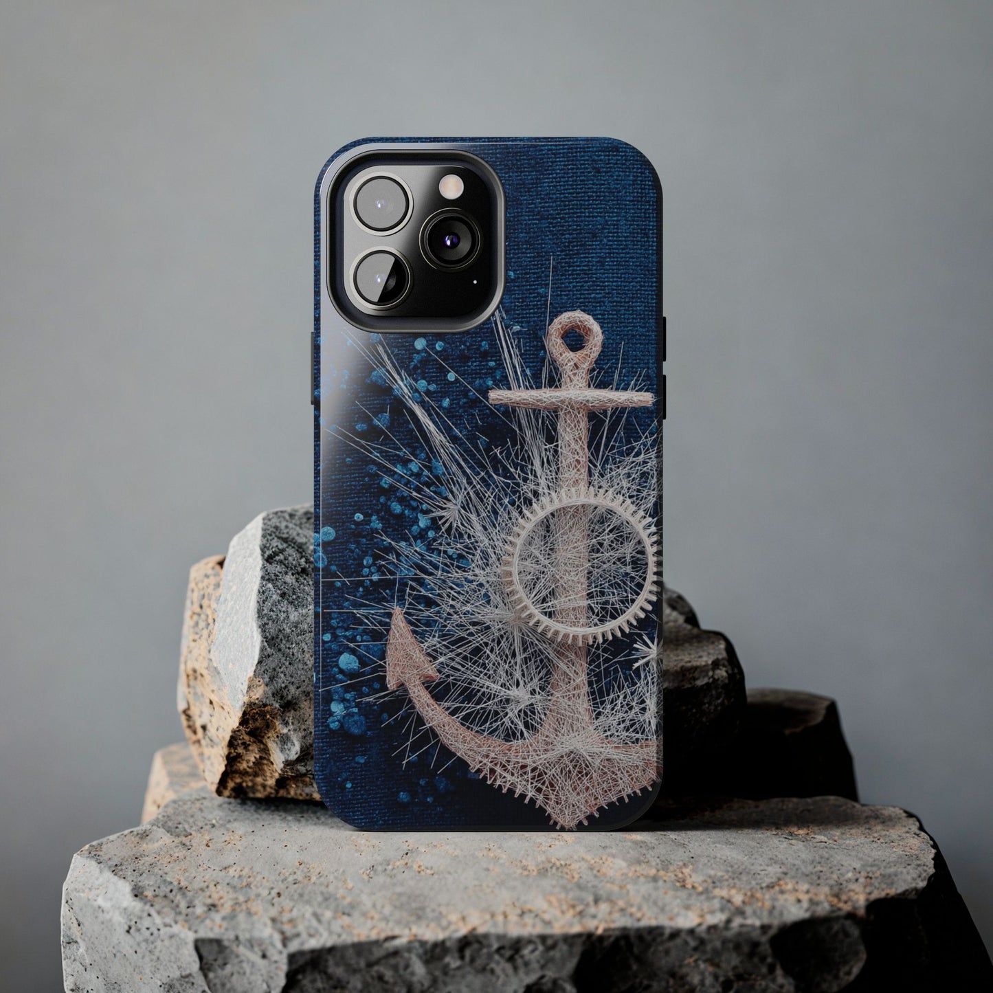 Nautical Wireframe Anchor Tough Phone Case - Durable Protection with Beach Vibes - Artistic Vision