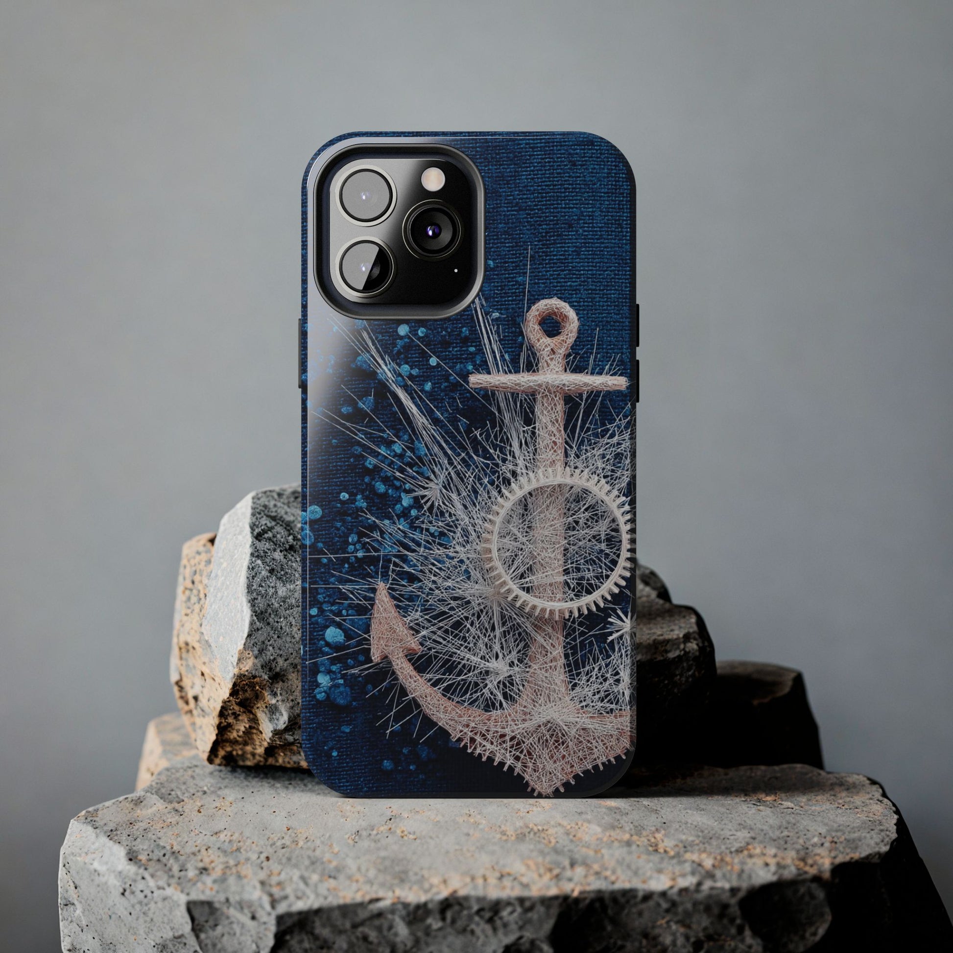 Nautical Wireframe Anchor Tough Phone Case - Durable Protection with Beach Vibes - Artistic Vision