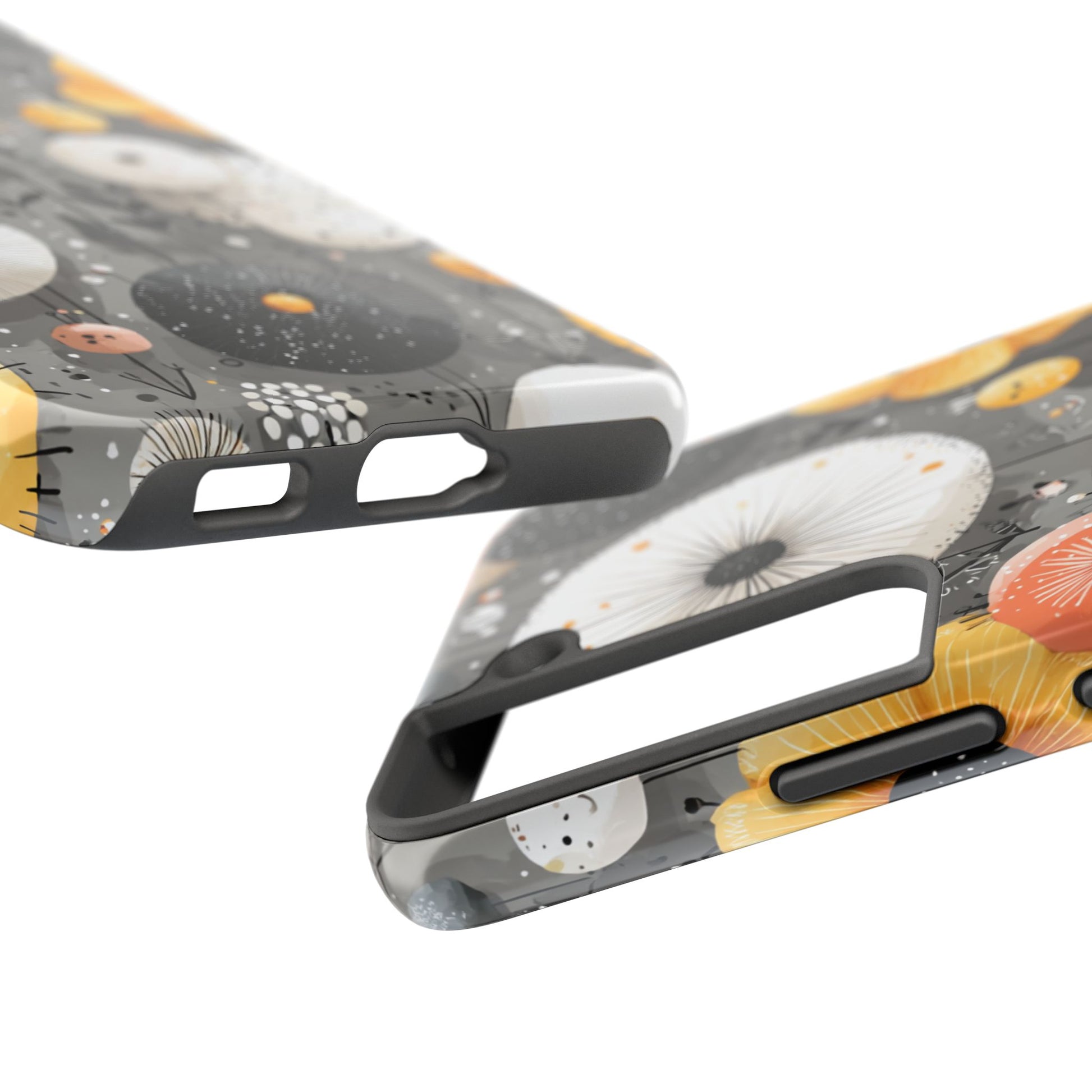 Black, White, and Yellow Botanical Blooms - Artistic Tough Phone Case - Artistic Vision