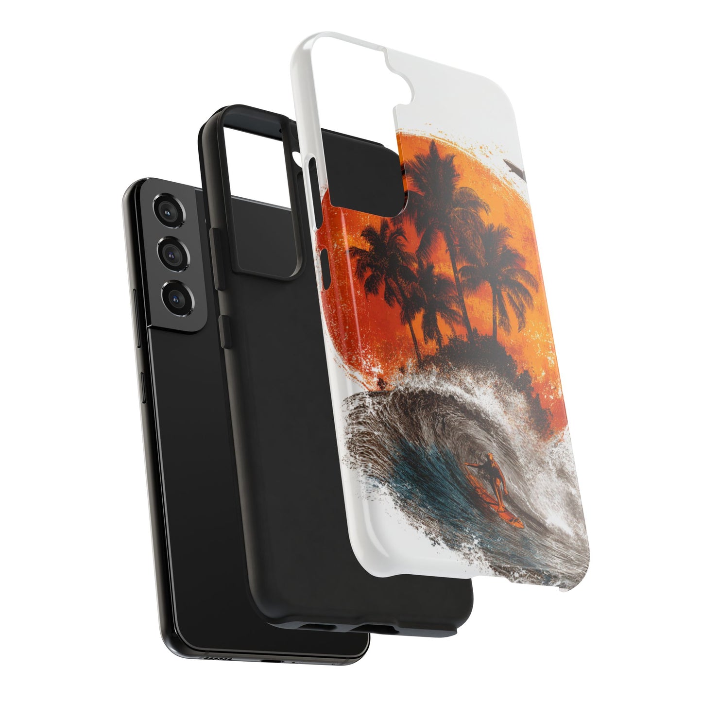 Surfer & Sunset Wave in Grunge Ink Illustration Style - Artistic Phone Case - Artistic Vision