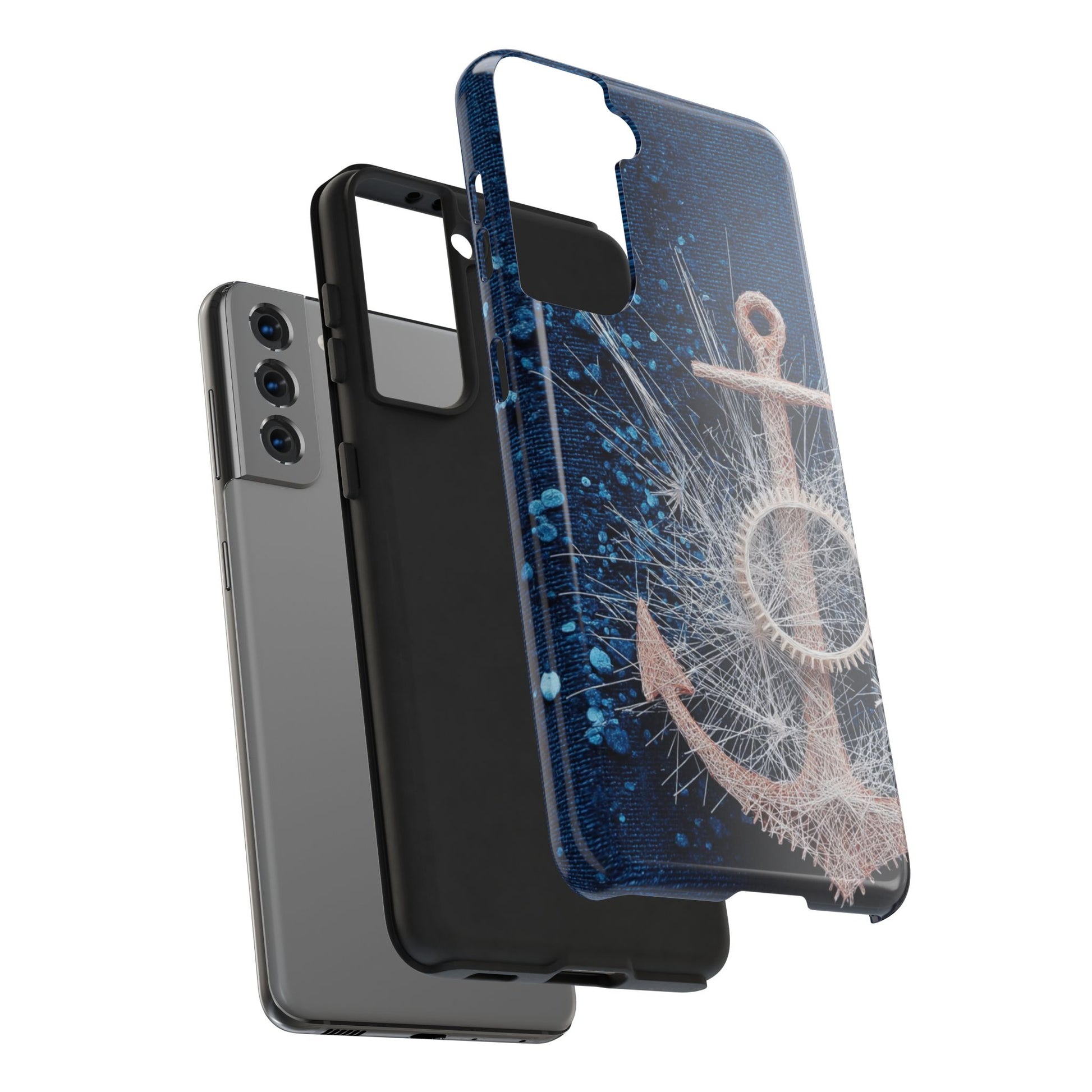 Nautical Wireframe Anchor Tough Phone Case - Durable Protection with Beach Vibes - Artistic Vision