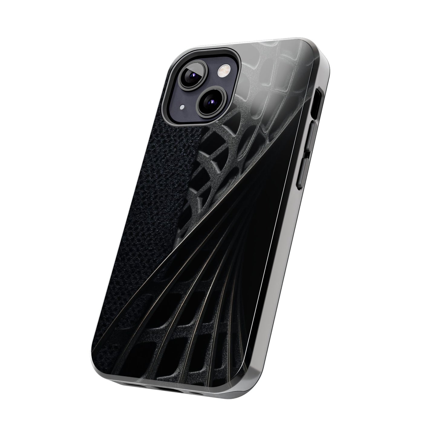 Carbon Helix Tough Phone Case – Twisted Black Lattice Pattern Design - Artistic Vision