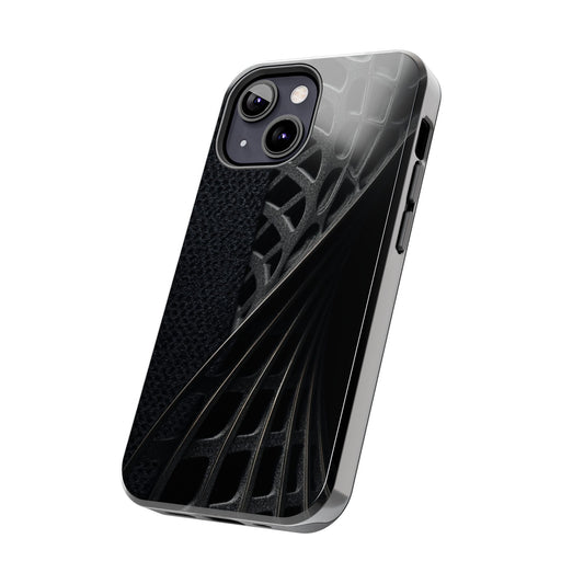 Carbon Helix Tough Phone Case – Twisted Black Lattice Pattern Design - Artistic Vision