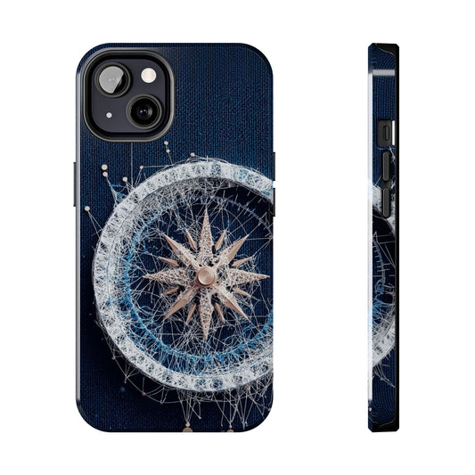 Nautical Compass Wireframe Phone Case – Durable Tough Case for Ocean Lovers - Artistic Vision