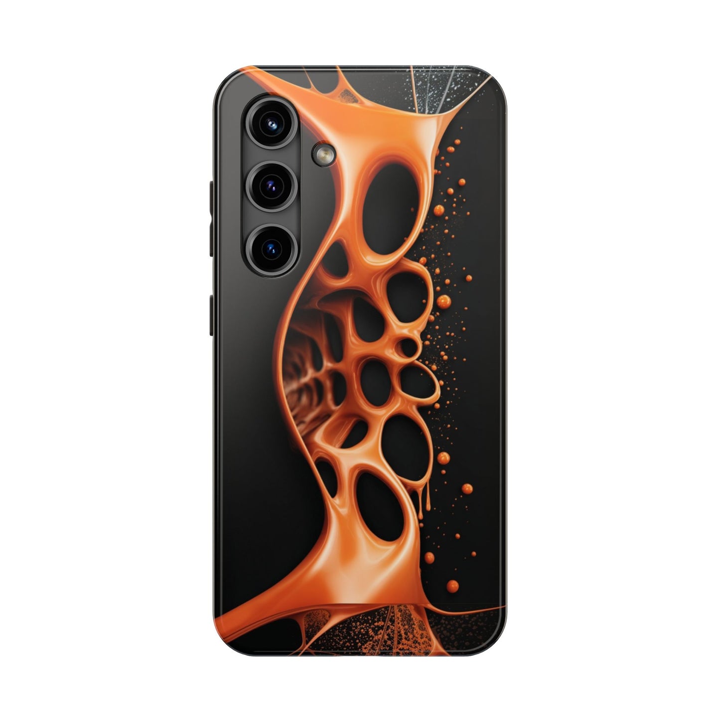 Unique artistic case with vivid orange shapes