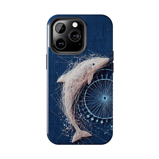 Dolphin Wireframe Spiral Phone Case – Tough Ocean Design with Dynamic Motion - Artistic Vision