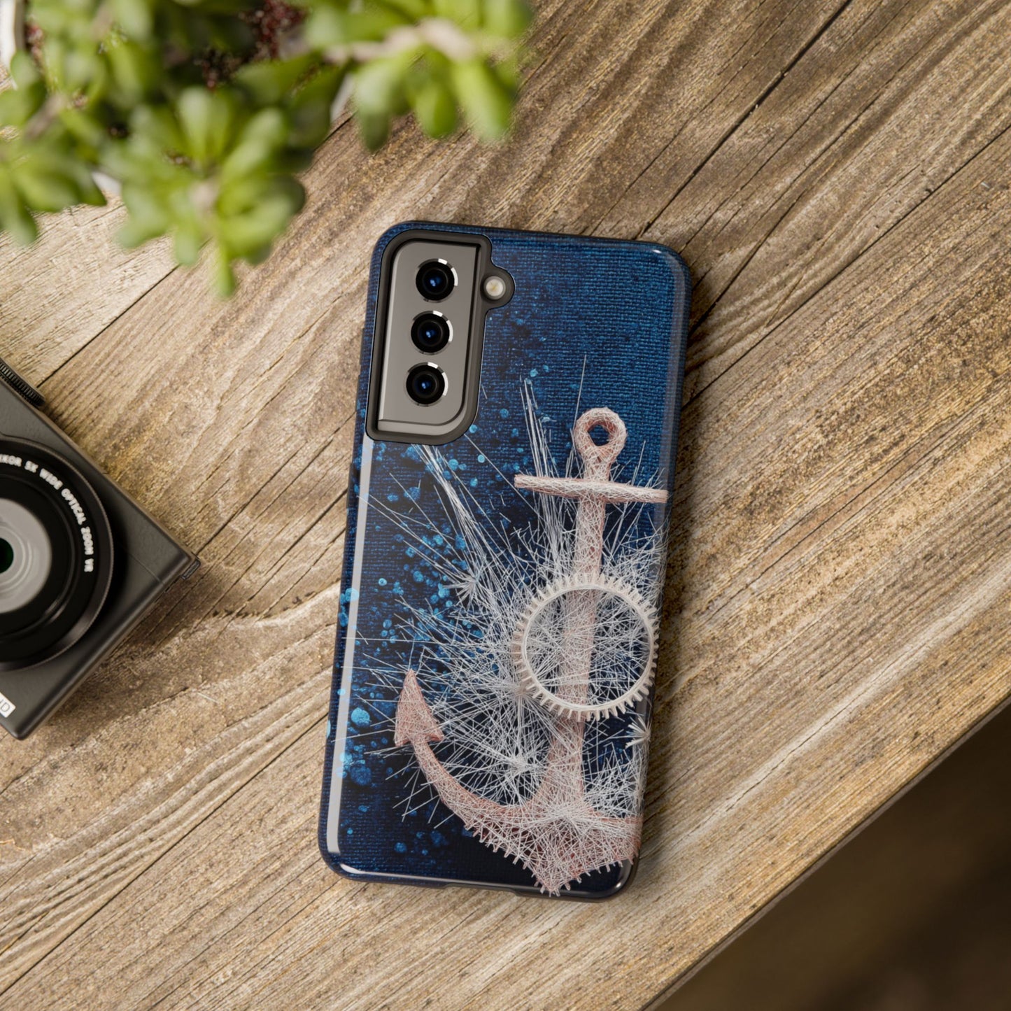 Nautical Wireframe Anchor Tough Phone Case - Durable Protection with Beach Vibes - Artistic Vision