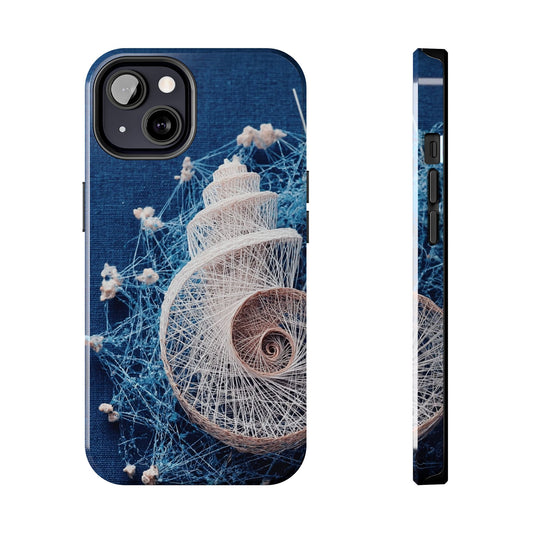 Spiral Shell Bloom Wireframe Phone Case – Marine-Inspired Abstract Shell Design - Artistic Vision
