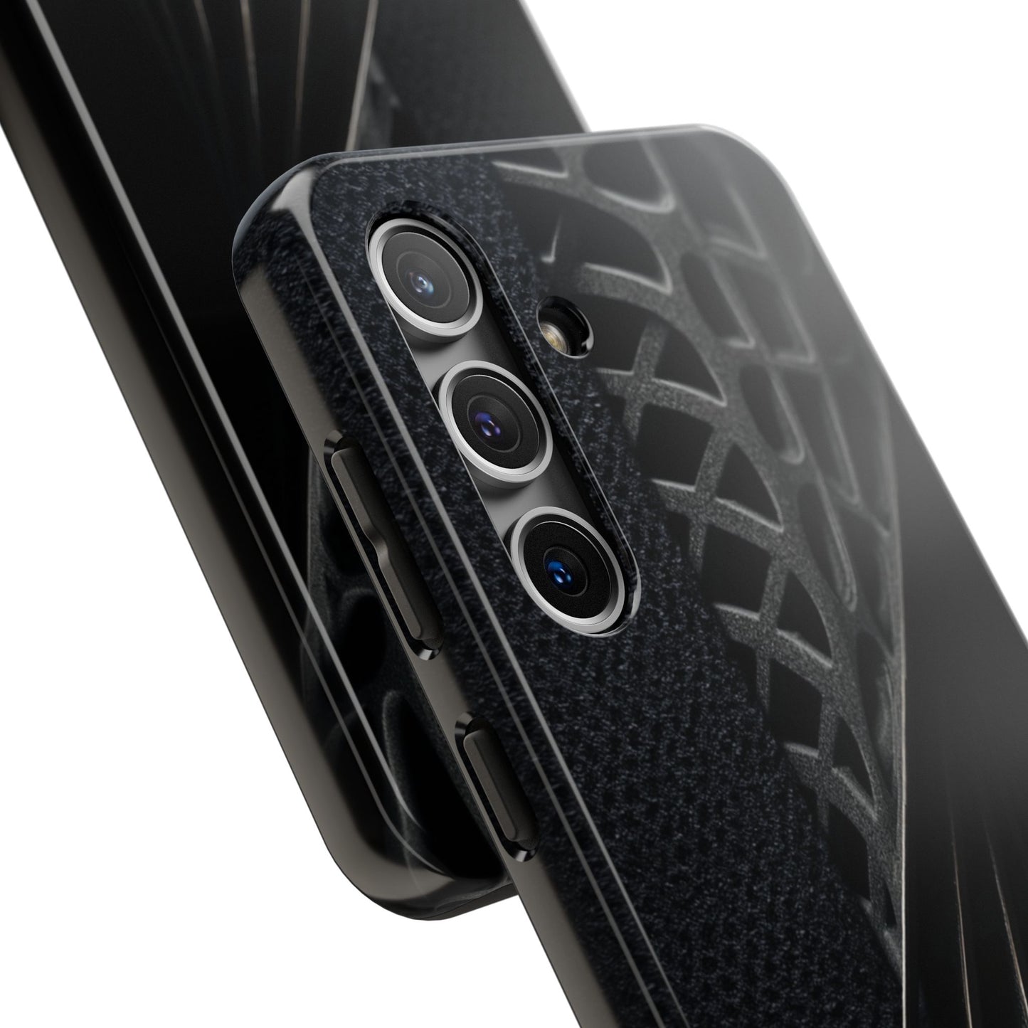 Carbon Helix Tough Phone Case – Twisted Black Lattice Pattern Design - Artistic Vision