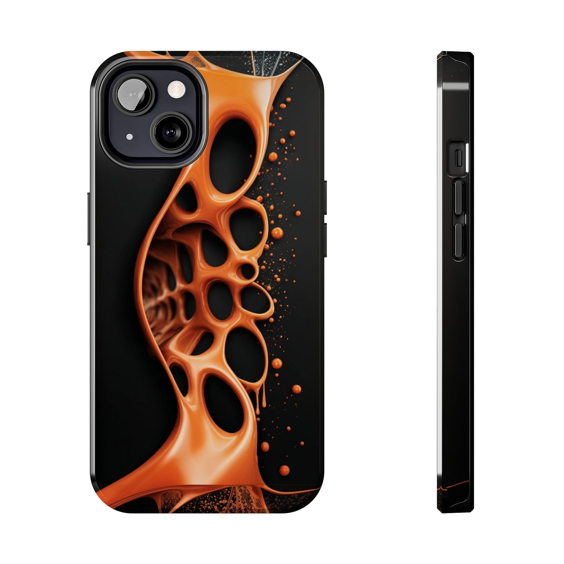 Abstract orange phone case with fluid design