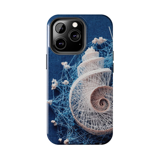 Spiral Shell Bloom Wireframe Phone Case – Marine-Inspired Abstract Shell Design - Artistic Vision