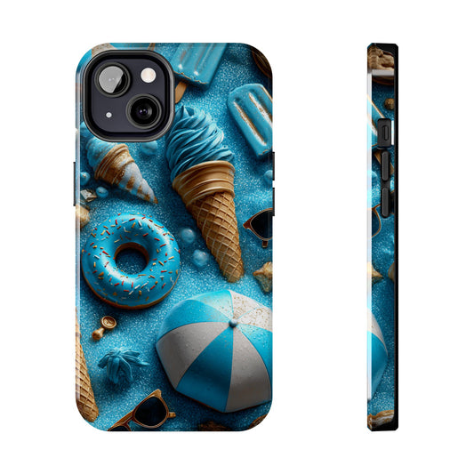 Blue Ice Cream & Beach Treats in 3D Pop Art Style - Artistic Phone Case - Artistic Vision