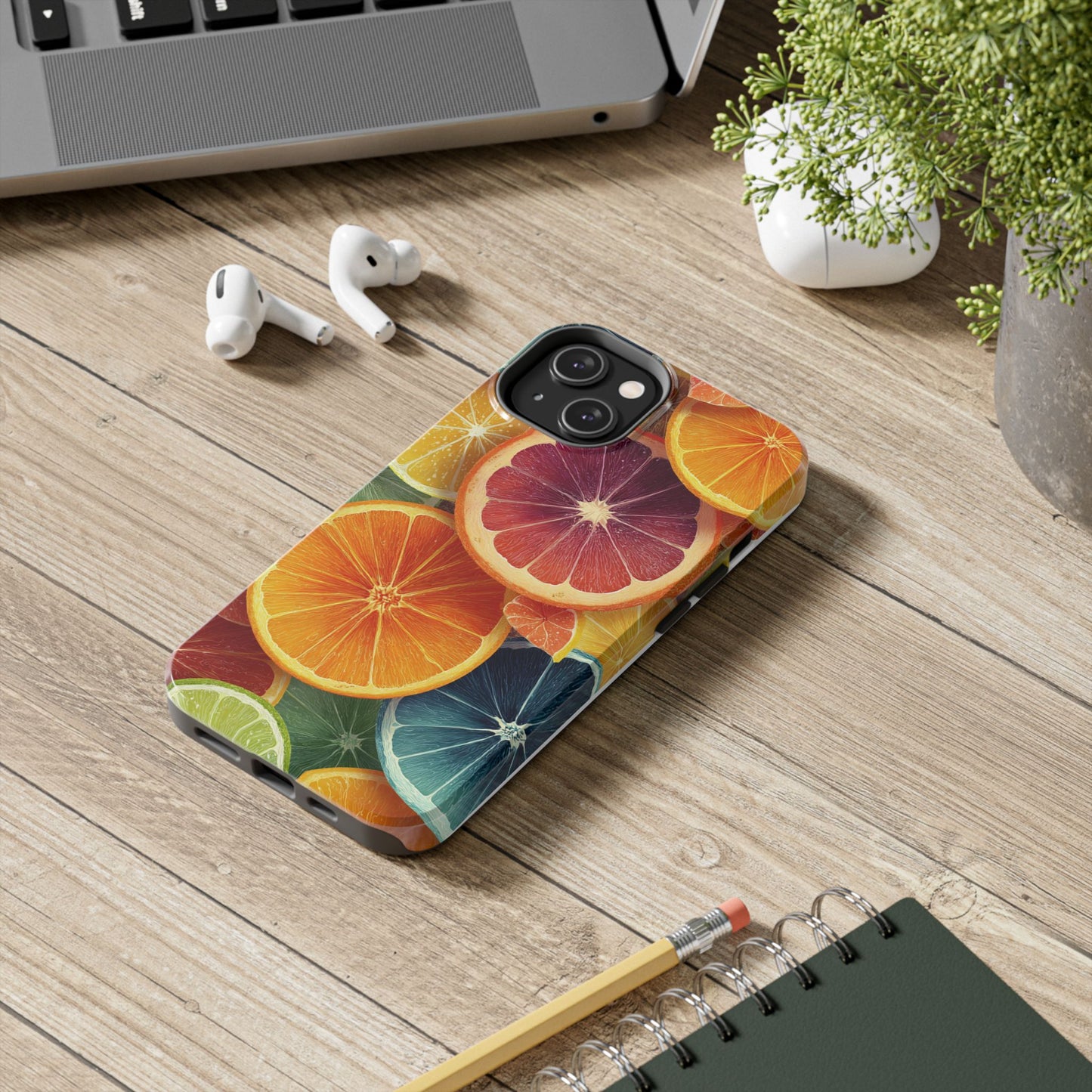 Vibrant Citrus Slice Collage in Tropical Graphic Style - Vibrant Artistic Phone Case - Artistic Vision