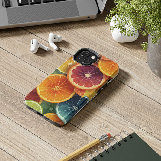 Vibrant Citrus Slice Collage in Tropical Graphic Style - Vibrant Artistic Phone Case - Artistic Vision
