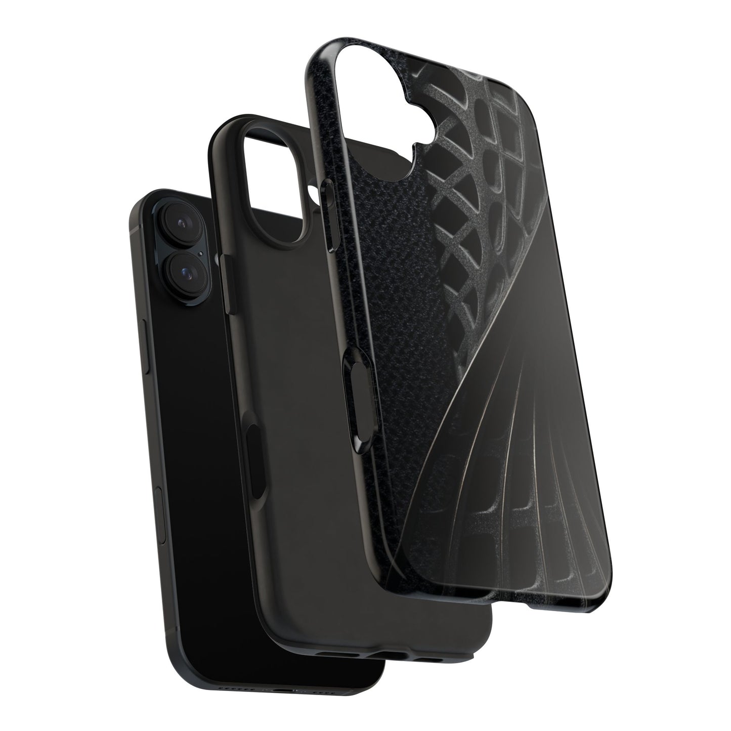 Carbon Helix Tough Phone Case – Twisted Black Lattice Pattern Design - Artistic Vision