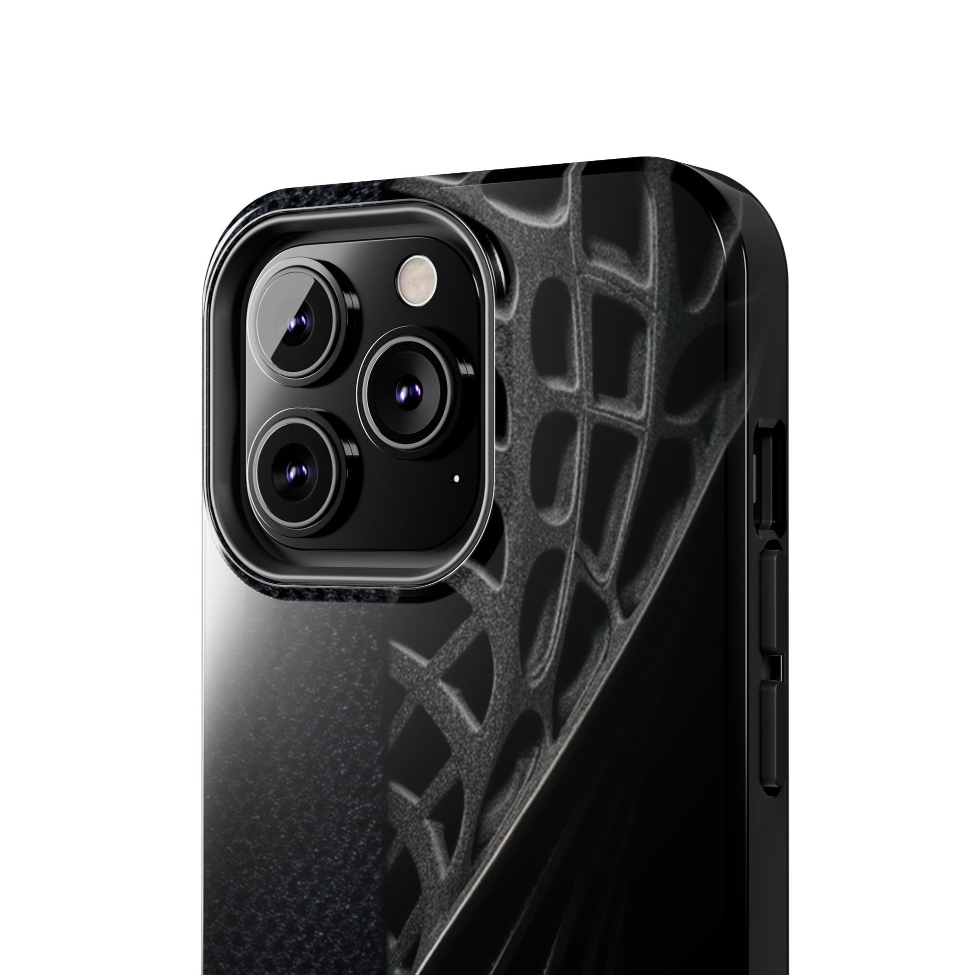 Carbon Helix Tough Phone Case – Twisted Black Lattice Pattern Design - Artistic Vision
