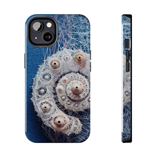 Nautilus Shell Wireframe Phone Case – Marine Spiral Tough Case - Artistic Vision