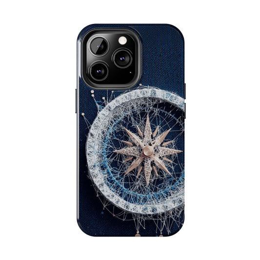 Nautical Compass Wireframe Phone Case – Durable Tough Case for Ocean Lovers - Artistic Vision