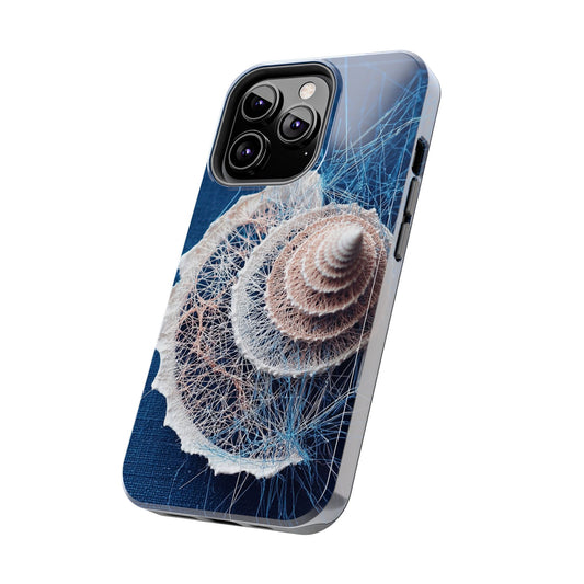 Spiral Seashell Wireframe Phone Case – Coastal Art Tough Shell - Artistic Vision