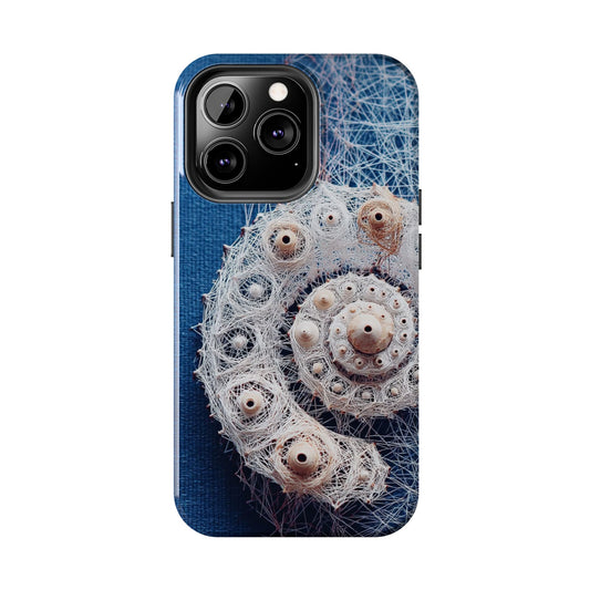 Nautilus Shell Wireframe Phone Case – Marine Spiral Tough Case - Artistic Vision