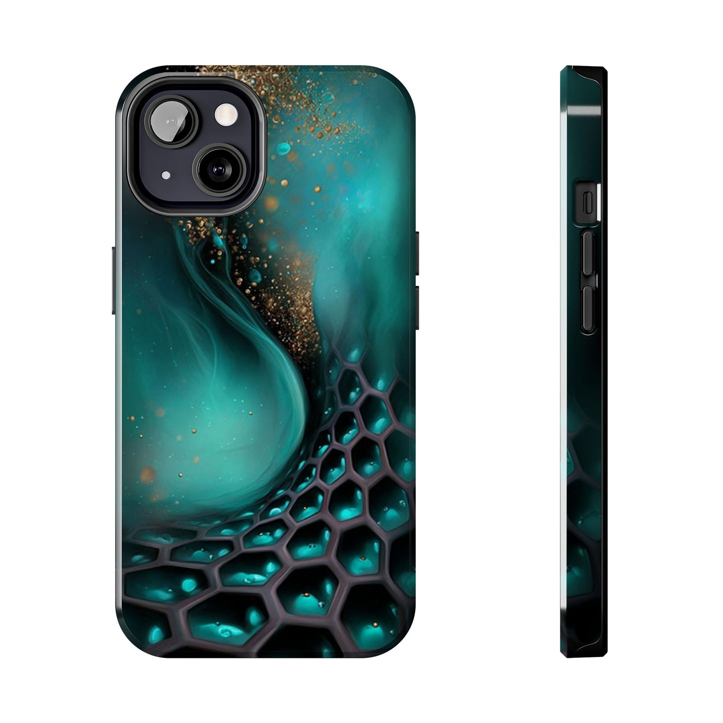 Abstract turquoise and gold phone case