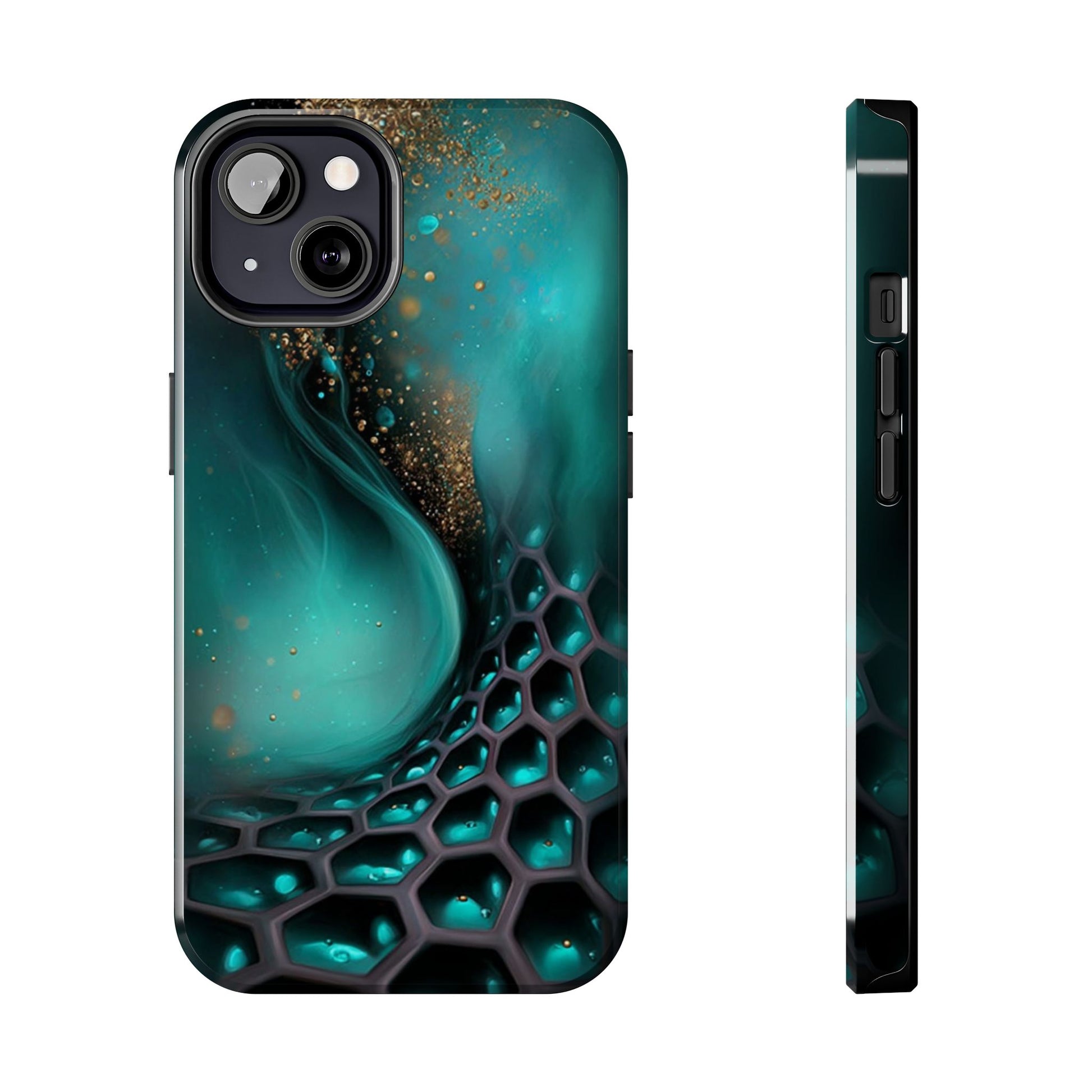 Abstract turquoise and gold phone case