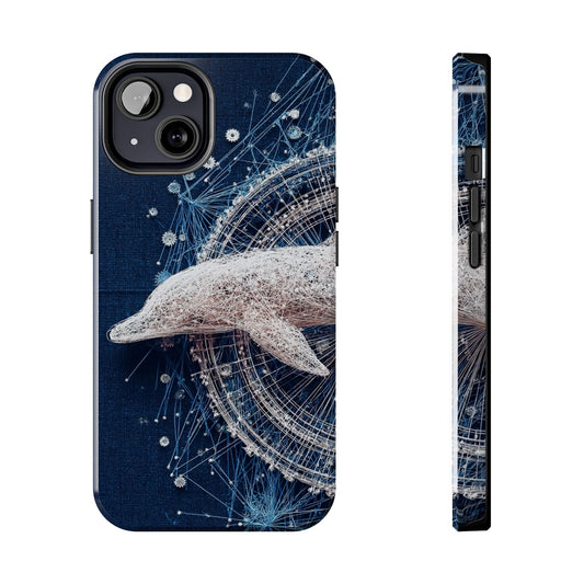 Dolphin Wireframe Phone Case – Ocean-Inspired Tough Case - Artistic Vision