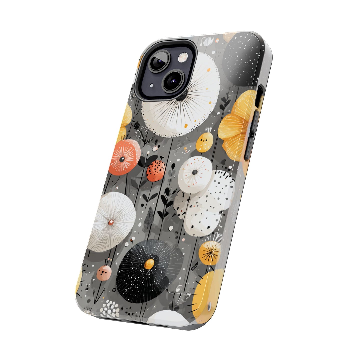 Stylized floral phone case with elegant linework