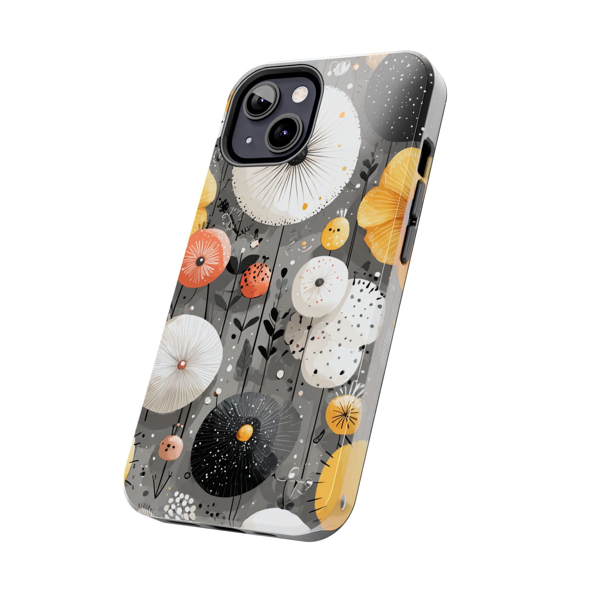 Stylized floral phone case with elegant linework