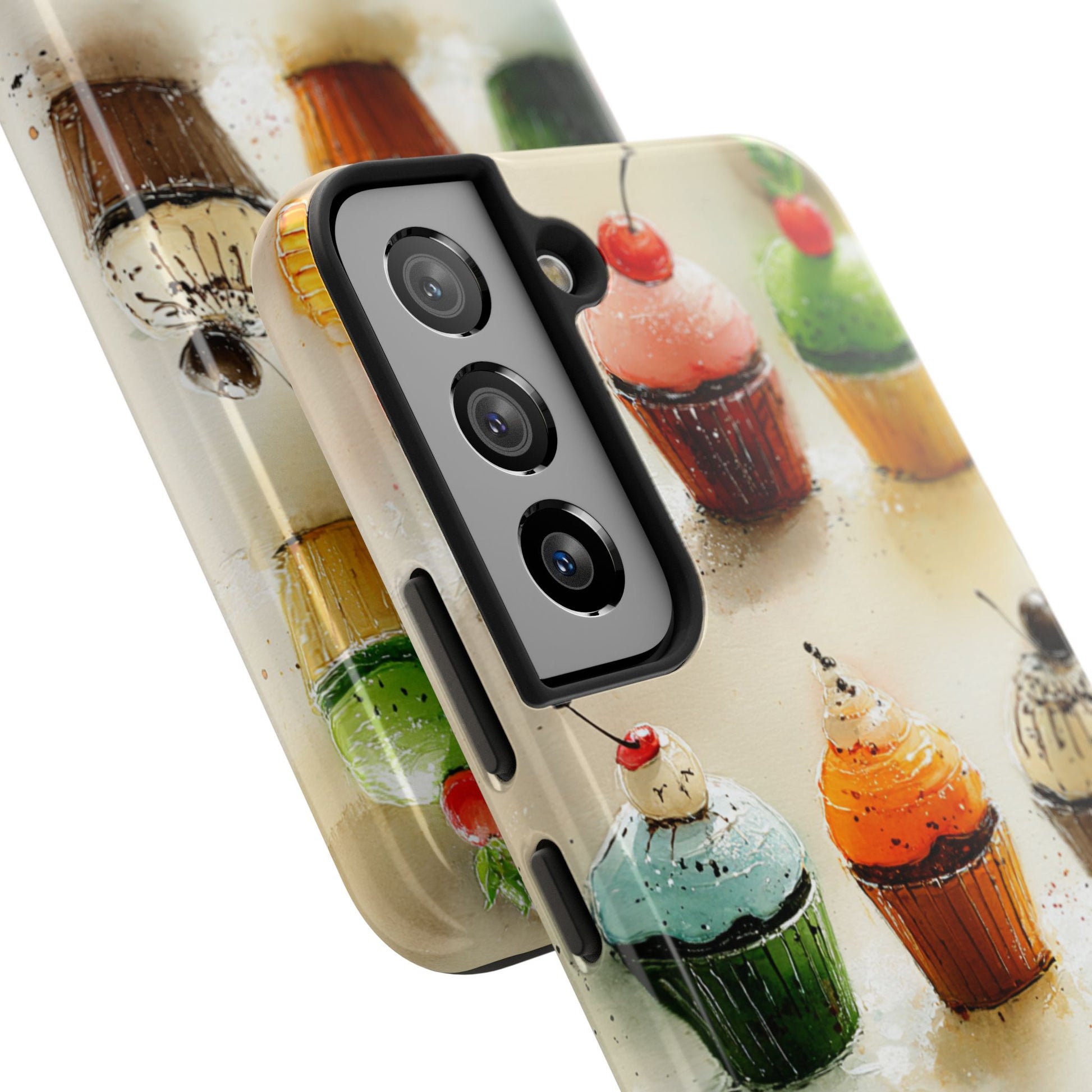 Artistic dessert pattern phone case with pastel background