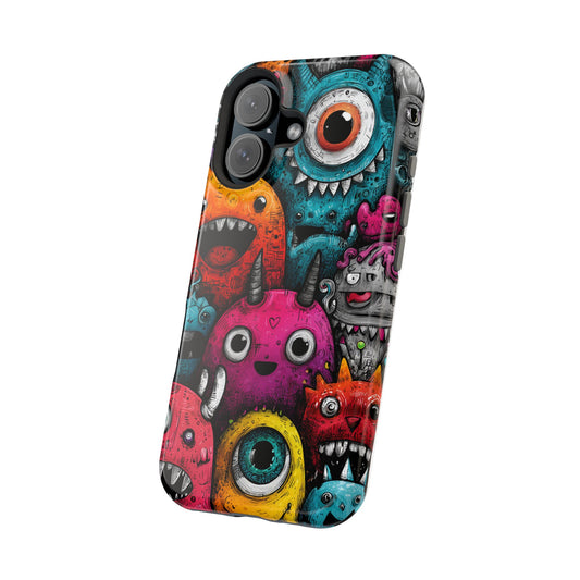 Colorful monster mash phone case with street art energy