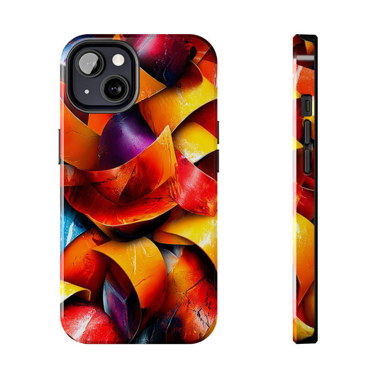 Colorful sculptural ribbon phone case with abstract folds