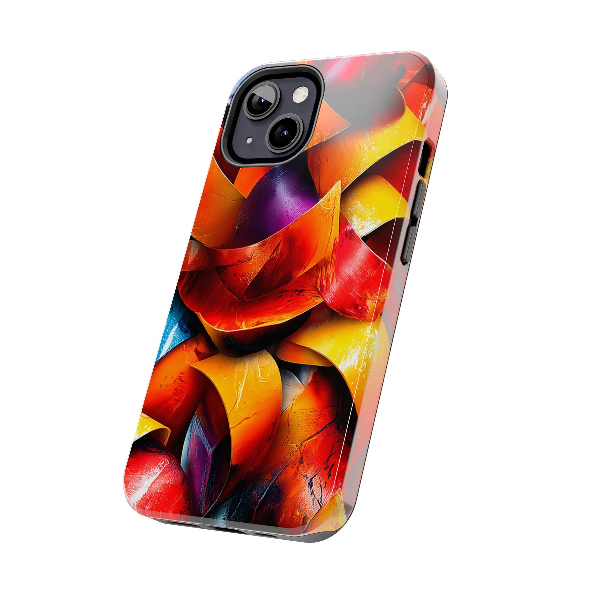 Dynamic layered phone case in twisting color ribbons
