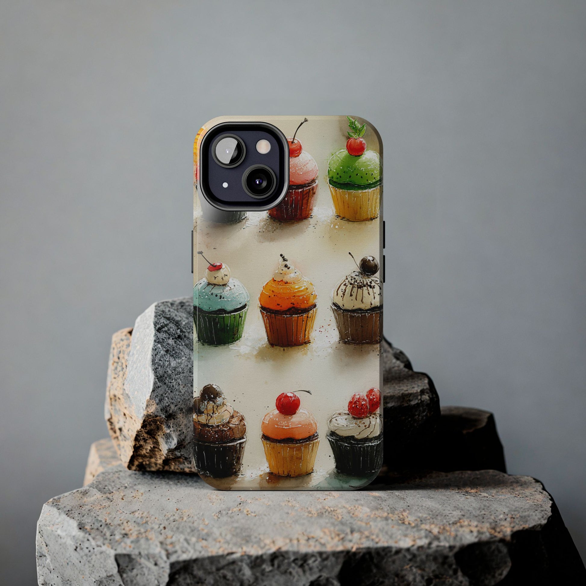 Gourmet cupcake art phone case in soft colors