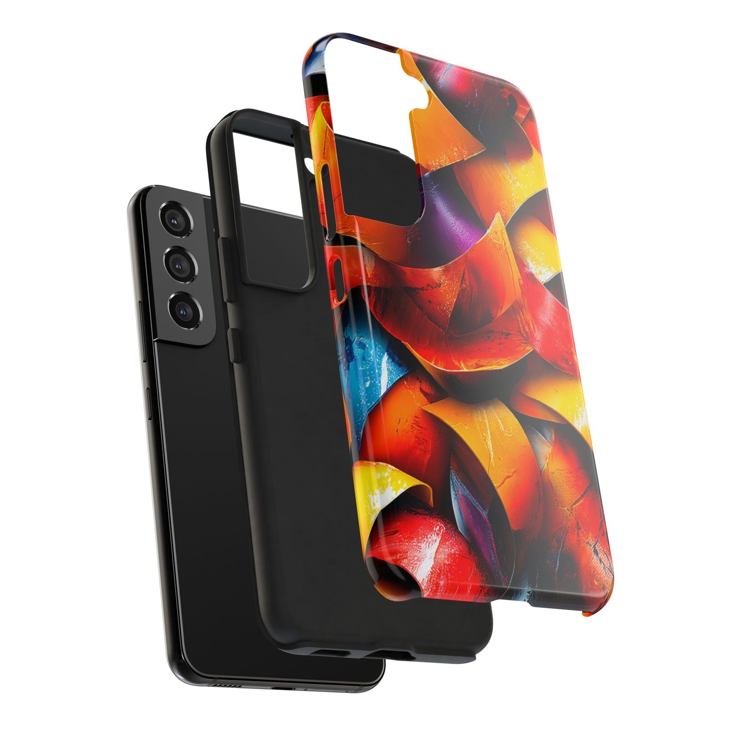 High-energy abstract art phone case with glowing tones