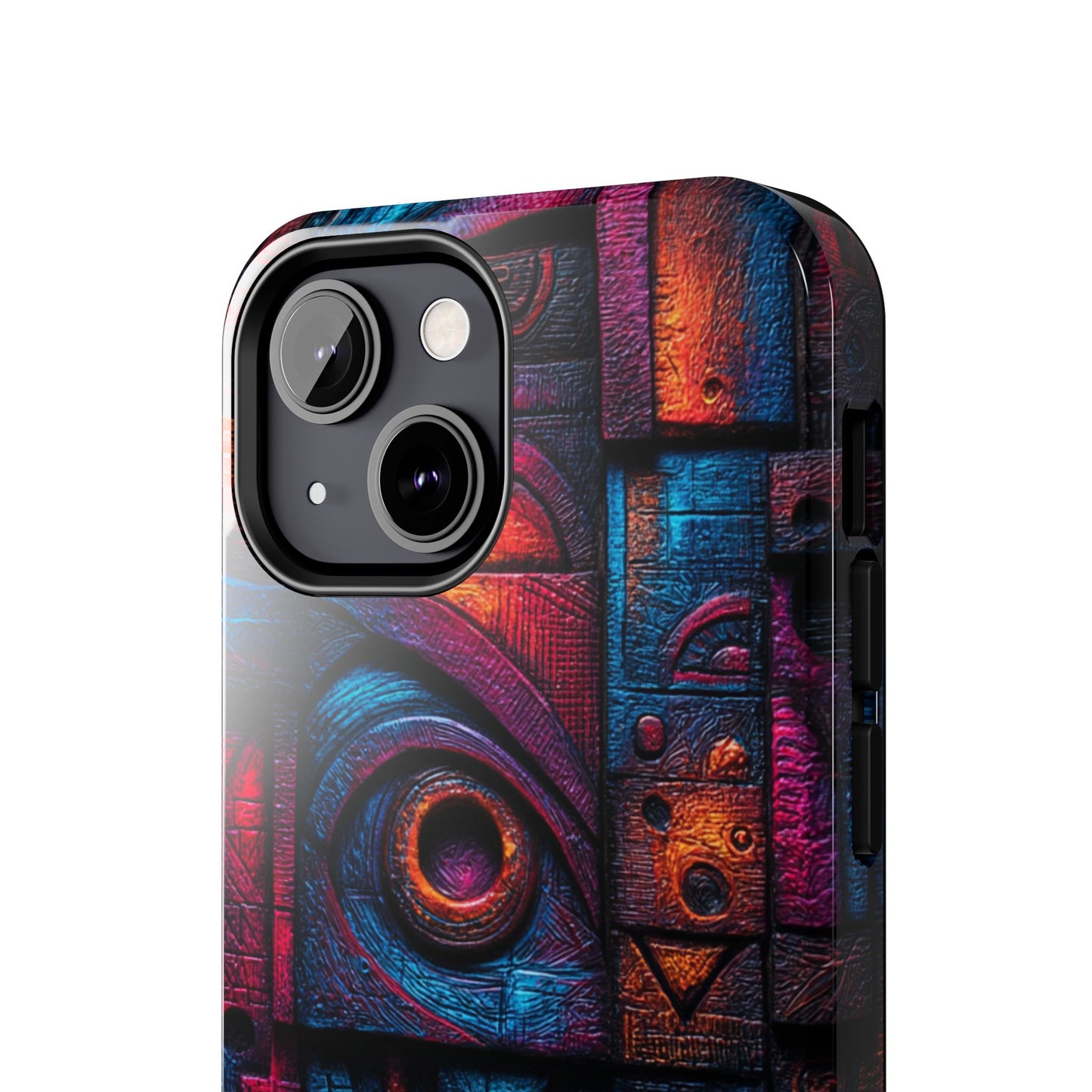 Maze design phone case with bold neon lines