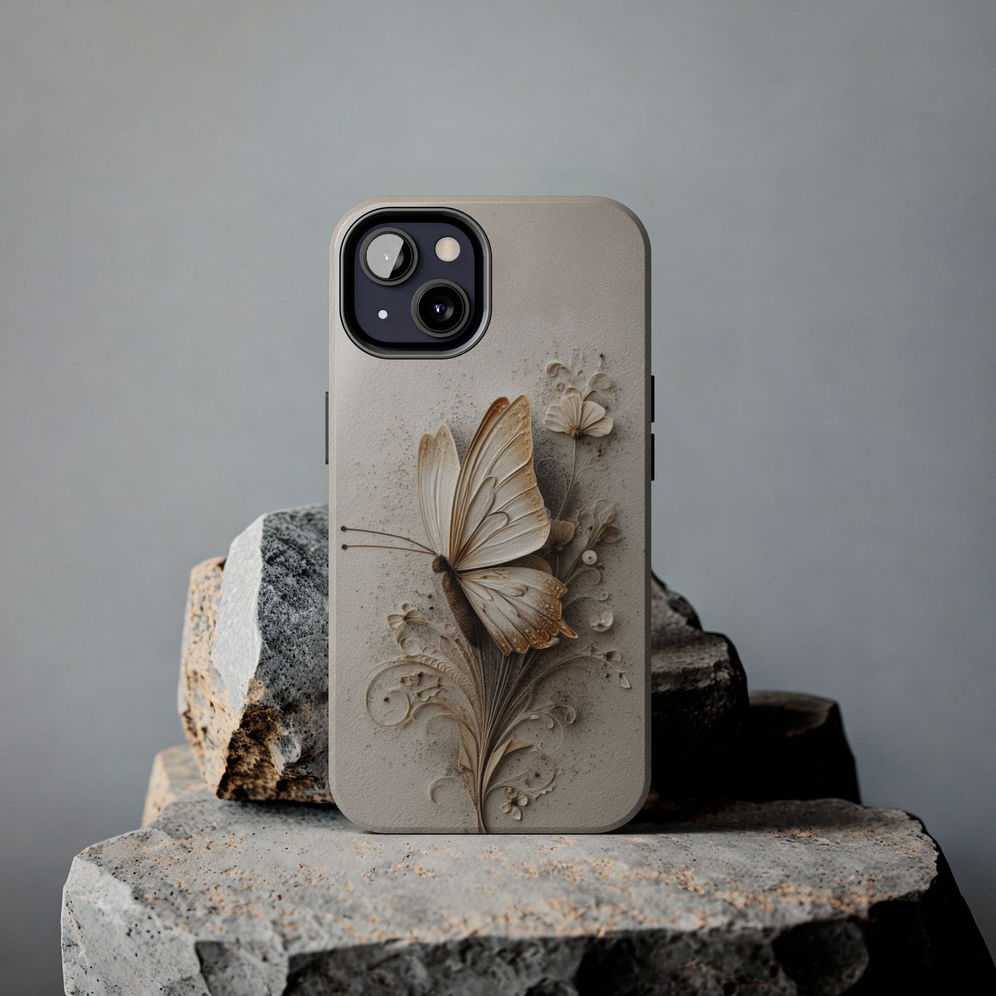 Minimalist butterfly phone case with textured detail