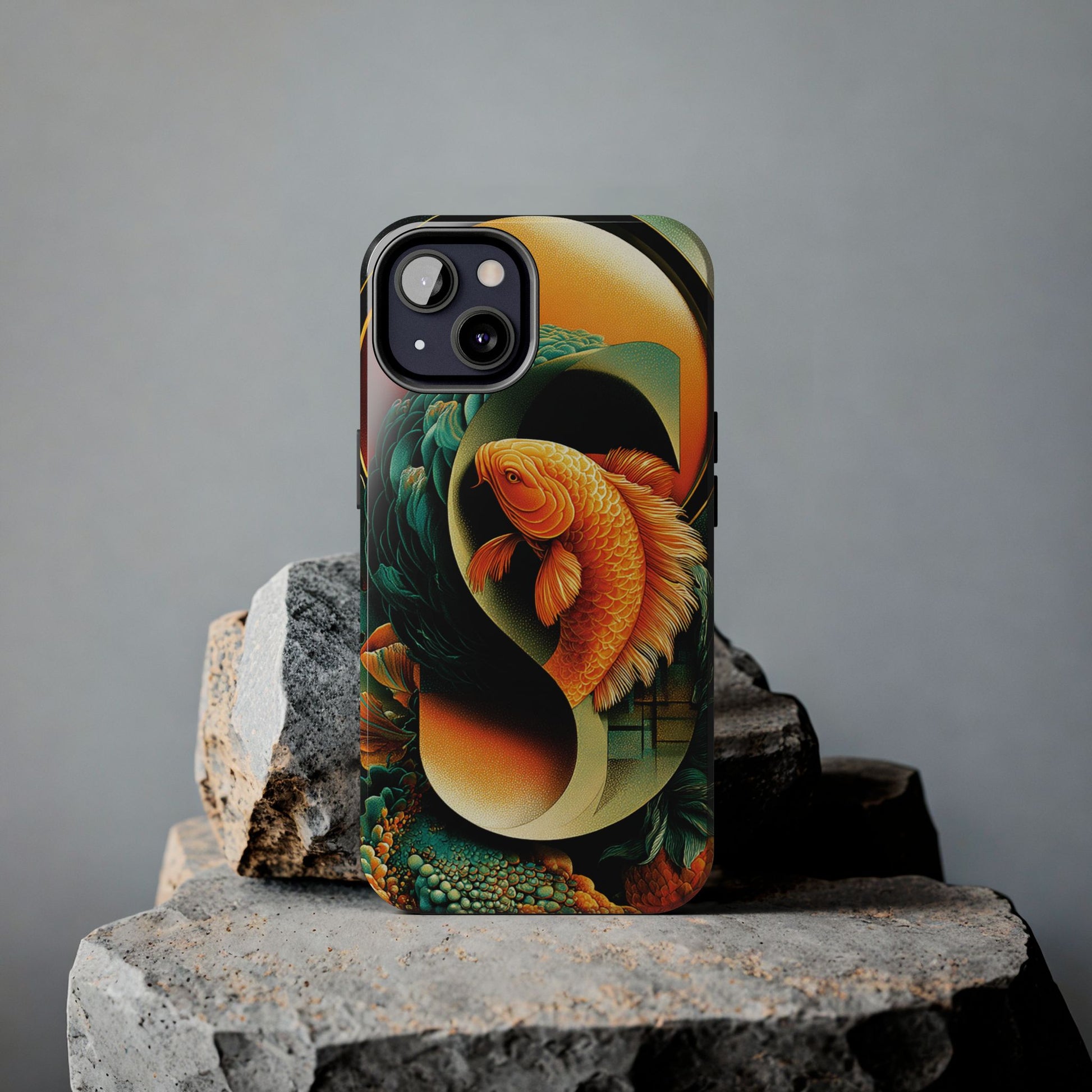 Modern Asian inspired koi phone case with bold layout