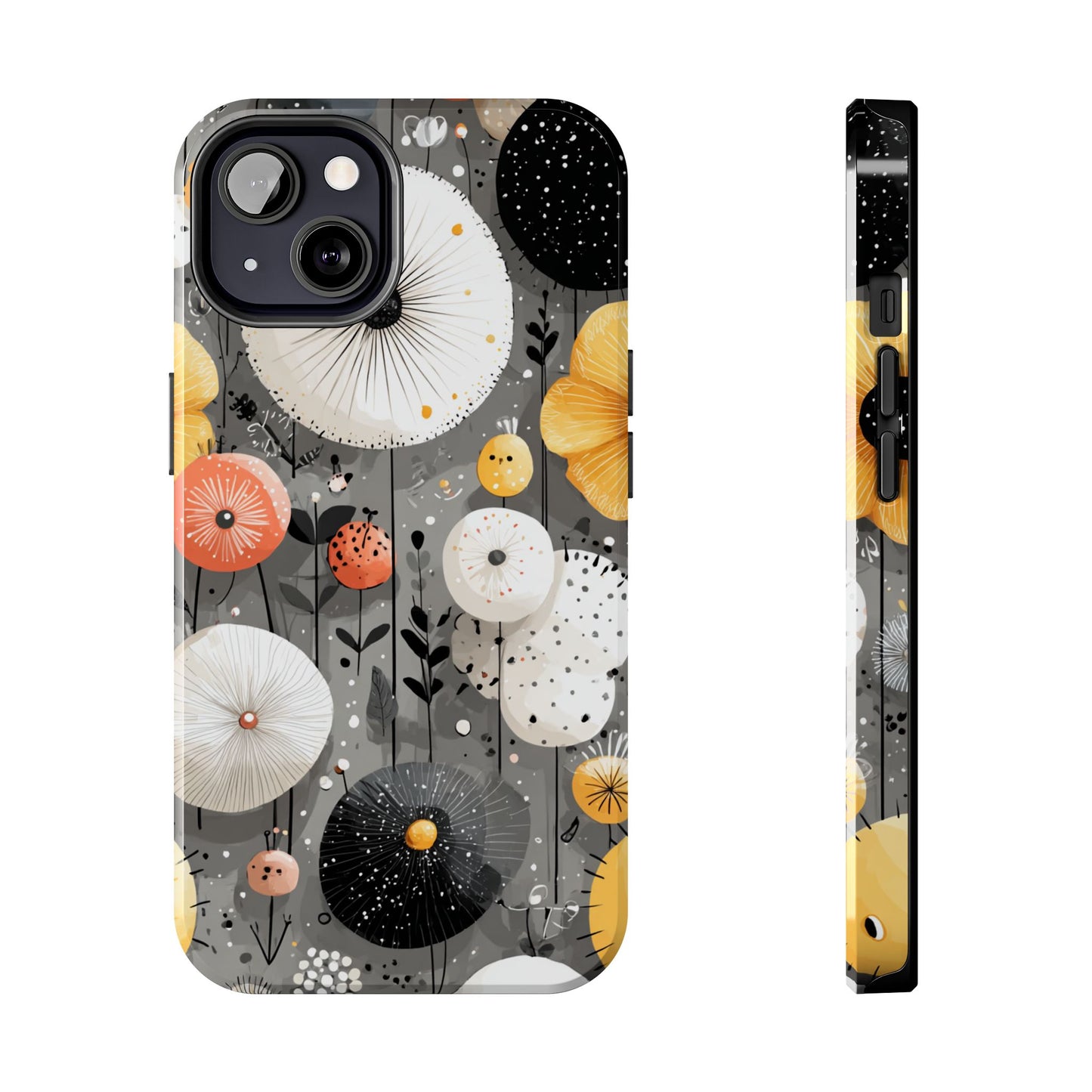 Modern floral phone case with yellow botanical blooms