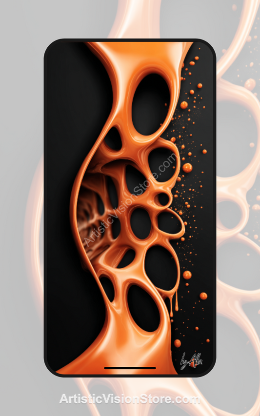 Free digital wallpaper with orange abstract flow